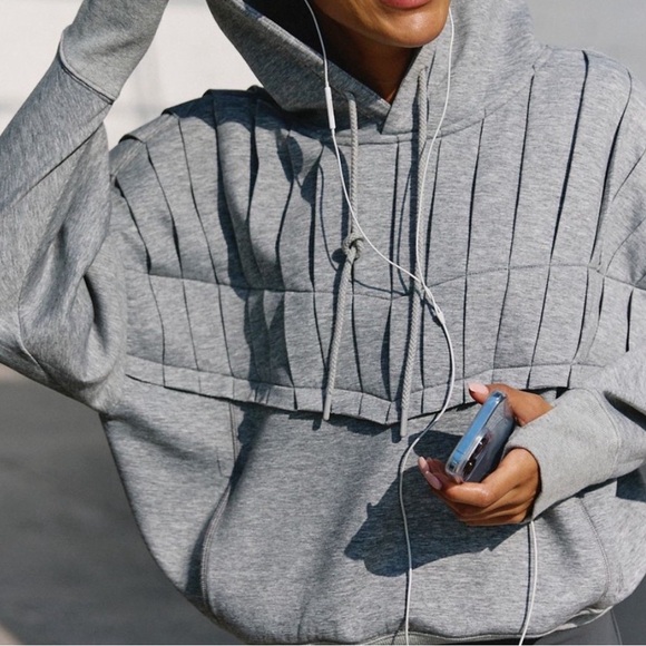 NWOT FP Movement by Free People Pick it Up Pleated Pullover Gray Hoodie - Picture 2 of 14